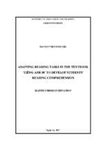 Adapting reading tasks in the textbook ‘tiếng anh 10’ to develop students’ reading comprehension   