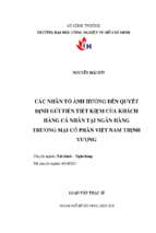 Các nhân tố ảnh hưởng đến quyết định gửi tiền tiết kiệm của khách hàng cá nhân tại ngân hàng thương mại cổ phần việt nam thịnh vượng