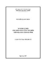 An sinh xã hội cho nhân dân vùng ven biển trên địa bàn tỉnh hà tĩnh   