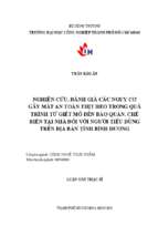 Nghiên cứu, đánh giá các nguy cơ gây mất an toàn thịt heo trong quá trinhg giết mổ đến bảo quản, chế biến tại nhà đối với người tiêu dùng trên địa bàn tỉnh bình dương   