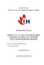 Nghiên cứu các yếu tố ảnh hưởng đến ý định mua xe ford của người tiêu dùng tại tp. hồ chí minh