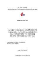 Các yếu tố tác động đến tính thanh khoản của các ngân hàng thương mại cổ phần niêm yết trên thị trường chứng khoán việt nam