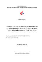 Nghiên cứu, đề uất các giải pháp bảo vệ môi trường cho các cơ sở chế biến thủy sản trên địa bàn tỉnh bạc liêu   