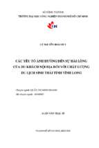 Các yếu tố ảnh hưởng đến sự hài lòng của du khách nội địa đối với chất lượng du lịch sinh thái tỉnh vĩnh long    