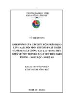 Ảnh hưởng của các mức bón phân đạm   lân   kali đến sinh trưởng phát triển và năng suất giống lạc l23 trong điều kiện vụ thu trên đất cát ven biển nghi phong   ngh lộc   nghệ an   