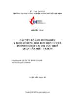 Các yếu tố ảnh hưởng đến ý định sử dụng hóa đơn điện tử của doanh nghiệp tại chi cục thuế quận tân phú   tp. hồ chí minh