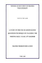 A study on the use of journalistic questions technique in teaching the writing skill to efl 11th graders