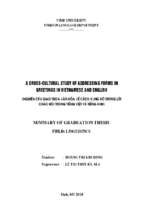 A cross cultural study of addressing form in greetings in vietnamese and english=nghiên cứu giao thoa văn hóa về cách xưng hô trong lời chào hỏi trong tiếng việt và tiếng anh 