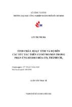 Tính chất, hoạt tính và độ bền các xúc tác trên cơ sở nio