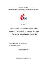 Các yếu tố ảnh hưởng đến ý định tham gia bảo hiểm xã hội tự nguyện của người dân trên địa bàn tỉnh quảng ngãi   