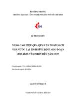 Nâng cao hiệu quả quản lý ngân sách nhà nước tại tỉnh bình định giai đoạn 2018   2020 tầm nhìn đến năm 2025