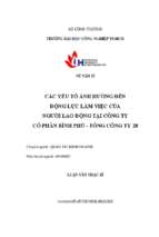 Các yếu tố ảnh hưởng đến động lực làm việc của người lao động tại công ty cổ phần bình phú   tổng công ty 28   