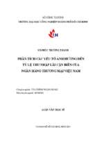 Phân tích các yếu tố ảnh hưởng đến tỷ lệ thu nhập lãi cận biên của ngân hàng thương mại việt nam   