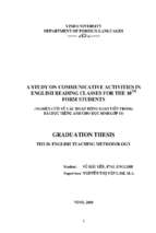 A study on communicative activities in english reading classes for the 10th from students=nghiên cứu về các hoạt động giao tiếp trong bài học tiếng anh cho học sinh lớp 10 