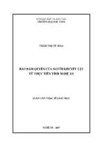 Bảo đảm quyền của người khuyết tật từ thực tiễn tỉnh nghệ an   