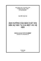 Ảnh hưởng của bản chất ion đến sự quy tụ của một vài hệ keo 