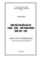 Bước đầu tìm hiểu báo chí thanh   nghệ   tĩnh trong những năm 1930 1945   