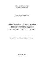 Bồi dưỡng năng lực thực nghiệm cho học sinh trong dạy học chương  chất khí  vật lí 10 thpt   