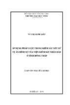 Áp dụng pháp luật trong kiểm sát xét xử vụ án hình sự của viện kiểm sát nhân dân tỉnh đồng tháp