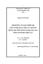 Bồi dưỡng lý luận chính trị cho cán bộ, đảng viên các trường trung học phổ thông huyện nga sơn, tỉnh thanh hóa hiện nay   