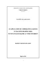 An application of cooperative learning in teaching reading skill to non   english majors at vinh university   master's thesis in education 