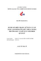 Đánh giá hiện trạng sử dụng và an toàn sản phẩm ống hút nhựa trong trường học và đề xuất giải pháp quản lý