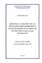 Ảnh hưởng của công thức thức ăn tới tỷ lệ sống, thời gian biến thái và tốc độ tăng trưởng của ấu trùng tôm thẻ chân trắng (penaeus vannamei)   