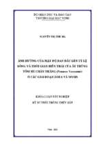 Ảnh hưởng của mật độ ban đầu lên tỷ lệ sống và thời gian biến thái của ấu trùng tôm thẻ chân trắng (penaeus vannamei) ở các giai đoạn zoea và mysis   