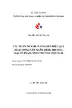 Các nhân tố ảnh hưởng đến hiệu quả hoạt động của ngân hàng thương mại cổ phần công thương việt nam