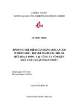 Áp dụng thẻ điểm cân bằng (balanced scorecard   bsc) để đánh giá thành quả hoạt động tại công ty cổ phần may xuất khẩu phan thiết