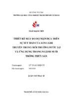 Thiết kế máy đo độ mặn dựa trên sự suy hao của sóng khi truyền trong môi trường nước lợ và ứng dụng trong ngành nuôi trồng thủy sản    