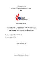 Các yếu tố ảnh hưởng đến sự truyền miệng trong ngành ngân hàng