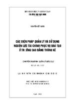 Các biện pháp quản lý và sử dụng nguồn lực tài chính phục vụ đào tạo ở trường cao đẳng thống kê   