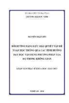 Bồi dưỡng năng lực giải quyết vấn đề toán học thông qua các tình huống dạy học vận dụng phương pháp tọa độ trong không gian