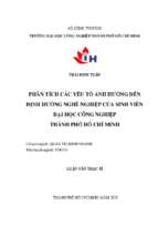 Phân tích các yếu tố ảnh hưởng đến định hướng nghề nghiệp của sinh viên đại học công nghiệp tp. hồ chí minh