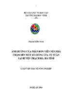 Ảnh hưởng của phân bón viên nén nhả chậm đến một số giống lúa vụ xuân tại huyện thạch hà, hà tĩnh   