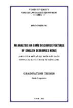 An analysis on some discourse features of english economics news = phân tích một số đặc điểm diễn ngôn trong các bản tin kinh tế tiếng anh   