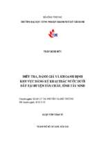 Điều tra, đánh giá và khoanh định khu vực đăng ký khai thác nước dưới đất tại huyện tân châu, tỉnh tây ninh