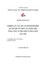 Nghiên cứu các yếu tố ảnh hưởng đến sự gắn kết tổ chức của nhân viên tổng công ty phân bón và hóa chất dầu khí    