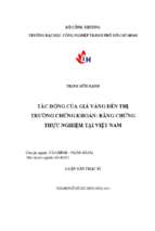 Tác động của giá vàng đến thị trường chứng khoán bằng chứng thực nghiệm tại việt nam