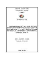 Ảnh hưởng của mật độ trồng đến sinh trưởng, phát triển và năng suất giống bí ngồi hàn quốc f1 tn 220 vụ đông xuân năm 2011 trên đất cát ven biển tại nghi phong   nghi lộc   nghệ an 