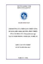 Ảnh hưởng của thời gian chiếu sáng bổ sung đến  sinh trưởng, phát triển của cây hoa cúc (chrysanthemum sp.) tại xã nghi phong, nghi lộc, nghệ an