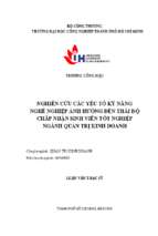 Nghiên cứu các yếu tố kỹ năng nghề nghiệp ảnh hưởng đến thái độ chấp nhận sinh viên tốt nghiệp ngành quản trị kinh doanh   