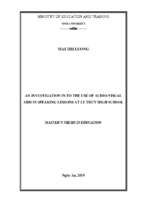An investigation in to the use of audio visual aids in speaking lessons at le thuy high school