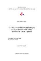 Các nhân tố ảnh hưởng đến kết quả xây dựng thương hiệu nội bộ   trường hợp tại c.p việt nam