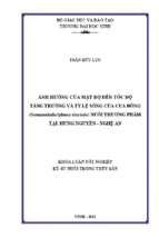 Ảnh hưởng của mật độ đến tốc độ tăng trưởng và tỷ lệ sống của cua đồng (somanniathelphusa sinensis) nuôi thương phẩm tại hưng nguyên   nghệ an   