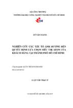 Nghiên cứu các yếu tố ảnh hưởng đến quyết định lựa chọn siêu thị aeon của khách hàng tại tp. hồ chí minh   