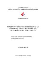 Nghiên cứu xây dựng mô hình quản lý tài nguyên khu ramsar láng sen, huyện tân hưng, tỉnh long an    