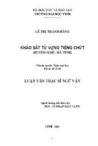 Bước đầu khảo sát từ vựng tiếng chứt ở hương khê hà tĩnh 