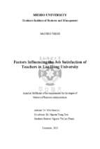 Factors influencing the job satisfaction of  teachers in lac hong university